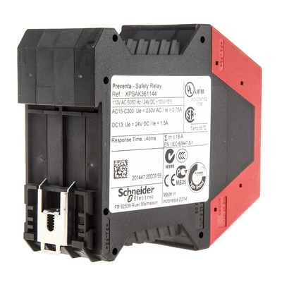 Schneider Electric Dual-Channel Light Beam/Curtain, Safety Mat/Edge, Safety Switch/Interlock Safety Relay, 110V ac, 3