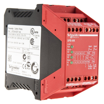 Schneider Electric Dual-Channel Light Beam/Curtain, Safety Mat/Edge, Safety Switch/Interlock Safety Relay, 110V ac, 3