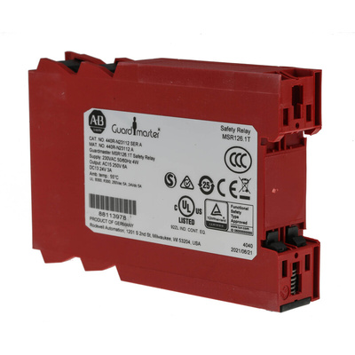 Rockwell Automation Dual-Channel Light Beam/Curtain, Safety Switch/Interlock Safety Relay, 230V ac, 2 Safety Contacts