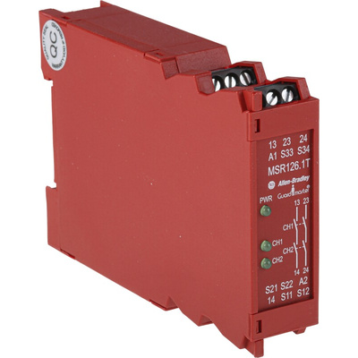 Rockwell Automation Dual-Channel Light Beam/Curtain, Safety Switch/Interlock Safety Relay, 24V ac/dc, 2 Safety Contacts