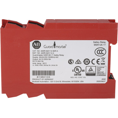 Rockwell Automation Dual-Channel Light Beam/Curtain, Safety Switch/Interlock Safety Relay, 24V ac/dc, 2 Safety Contacts