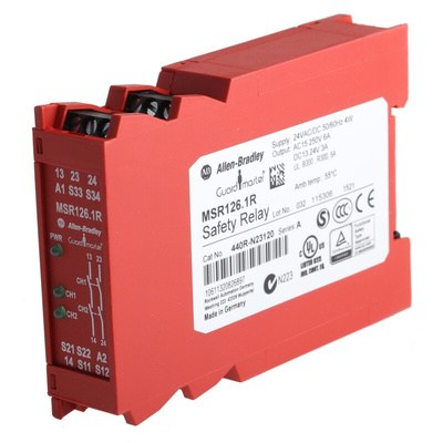 Rockwell Automation Dual-Channel Light Beam/Curtain, Safety Switch/Interlock Safety Relay, 24V ac/dc, 2 Safety Contacts
