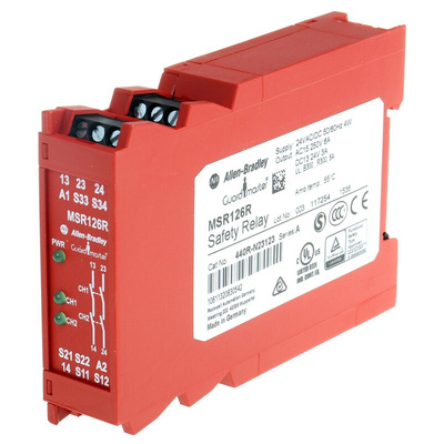 Rockwell Automation Single-Channel Light Beam/Curtain, Safety Switch/Interlock Safety Relay, 24V ac/dc, 2 Safety