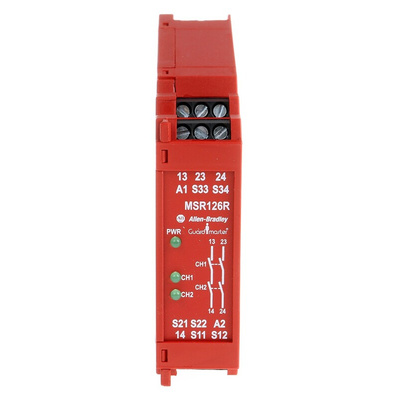 Rockwell Automation Single-Channel Light Beam/Curtain, Safety Switch/Interlock Safety Relay, 24V ac/dc, 2 Safety