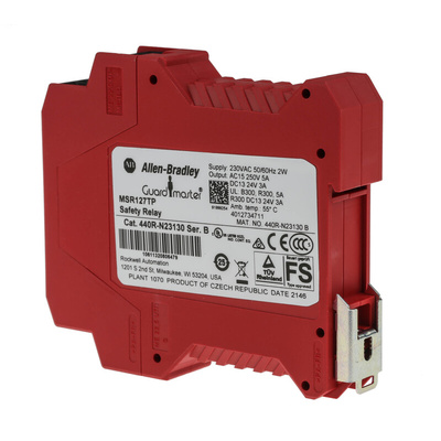 Rockwell Automation Single-Channel Light Beam/Curtain, Safety Switch/Interlock Safety Relay, 230V ac, 3 Safety Contacts