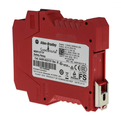Rockwell Automation Single-Channel Light Beam/Curtain, Safety Switch/Interlock Safety Relay, 115V ac, 3 Safety Contacts