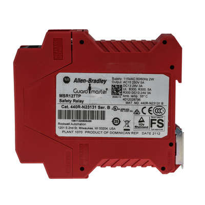 Rockwell Automation Single-Channel Light Beam/Curtain, Safety Switch/Interlock Safety Relay, 115V ac, 3 Safety Contacts