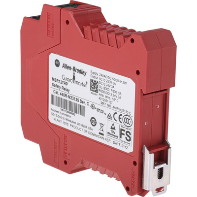 Rockwell Automation Single-Channel Light Beam/Curtain, Safety Switch/Interlock Safety Relay, 24V ac/dc, 3 Safety