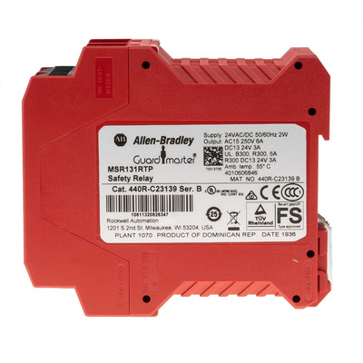 Rockwell Automation Dual-Channel Light Beam/Curtain, Safety Mat/Edge Safety Relay, 24V ac/dc, 3 Safety Contacts