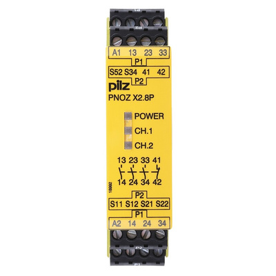 Pilz Single/Dual-Channel Safety Switch/Interlock Safety Relay, 24 → 240V ac/dc, 3 Safety Contacts