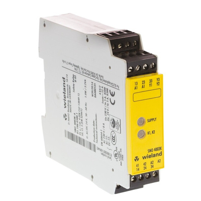 Wieland Dual-Channel Safety Switch/Interlock Safety Relay, 24V ac/dc, 3 Safety Contacts