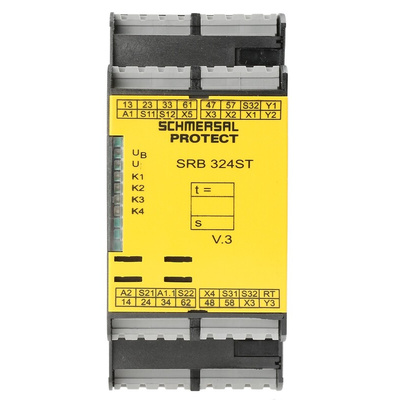 Schmersal Single/Dual-Channel Light Beam/Curtain, Safety Switch/Interlock Safety Relay, 24V ac/dc, 5 Safety Contacts