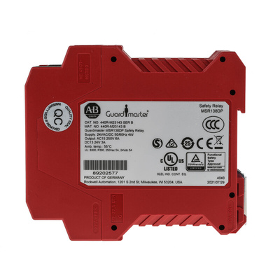 Rockwell Automation Light Beam/Curtain, Safety Switch/Interlock Safety Relay, 24V ac/dc, 2 Safety Contacts