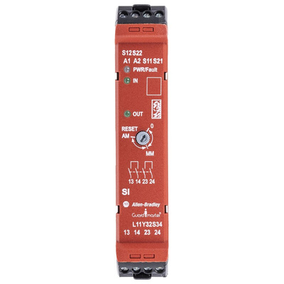 Rockwell Automation Dual-Channel Light Beam/Curtain, Safety Mat/Edge, Safety Switch/Interlock Safety Relay, 24V dc, 2