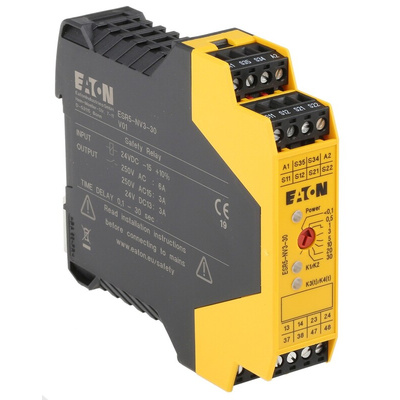 Eaton Dual-Channel Emergency Stop, Safety Switch/Interlock Safety Relay, 24V, 2 Safety Contacts