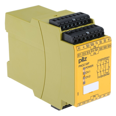 Pilz Dual-Channel Emergency Stop, Light Beam/Curtain, Safety Switch/Interlock Safety Relay, 24 → 240V ac/dc, 3