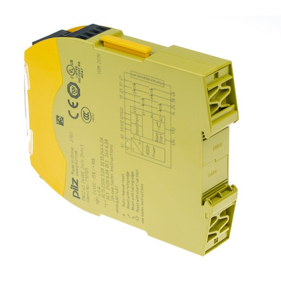 Pilz Dual-Channel Emergency Stop, Light Beam/Curtain, Safety Switch/Interlock Safety Relay, 24V dc, 2 Safety Contacts