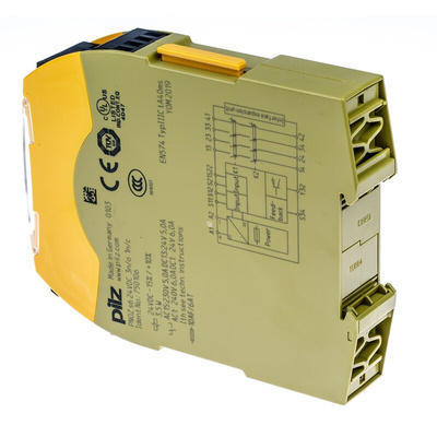 Pilz Dual-Channel Two Hand Control Safety Relay, 24V dc, 3 Safety Contacts