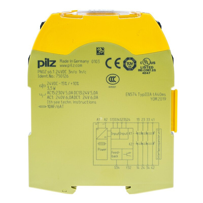 Pilz Dual-Channel Two Hand Control Safety Relay, 24V dc, 3 Safety Contacts