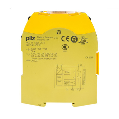 Pilz Single-Channel Emergency Stop, Safety Switch/Interlock Safety Relay, 24V dc, 2 Safety Contacts