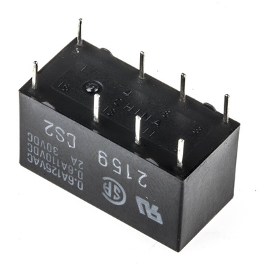 Omron PCB Mount Signal Relay, 12V dc Coil, 2A Switching Current, DPDT