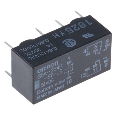 Omron PCB Mount Signal Relay, 24V dc Coil, 2A Switching Current, DPDT