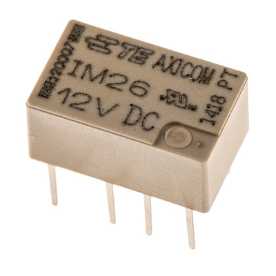 TE Connectivity PCB Mount Signal Relay, 12V dc Coil, 2A Switching Current, DPDT