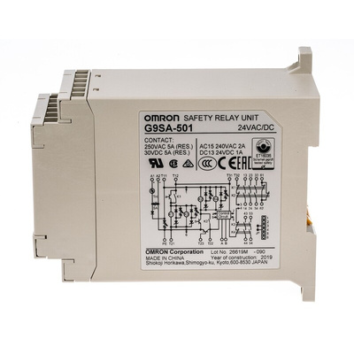 Omron Single/Dual-Channel Emergency Stop Safety Relay, 24V ac/dc, 5 Safety Contacts
