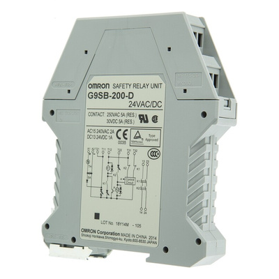 Omron Dual-Channel Emergency Stop Safety Relay, 24V ac/dc, 2 Safety Contacts