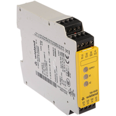 Wieland Dual-Channel Emergency Stop, Light Beam/Curtain, Safety Switch/Interlock Safety Relay, 24V ac/dc, 3 Safety