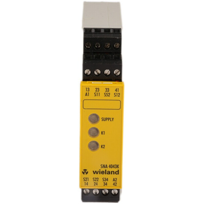 Wieland Dual-Channel Emergency Stop, Light Beam/Curtain, Safety Switch/Interlock Safety Relay, 24V ac/dc, 3 Safety