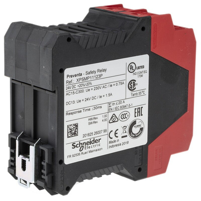 Schneider Electric Dual-Channel Emergency Stop, Safety Switch/Interlock Safety Relay, 24V dc, 3 Safety Contacts