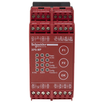 Schneider Electric Dual-Channel Emergency Stop, Safety Switch/Interlock Safety Relay, 24V dc, 3 Safety Contacts