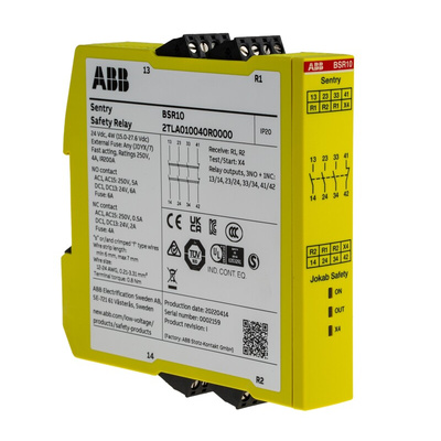 ABB Jokab Single-Channel Safety Switch Safety Relay, 24V dc, 4 Safety Contacts