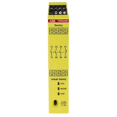 ABB Jokab Dual-Channel Safety Switch Safety Relay, 265 V ac, 375V dc, 4 Safety Contacts