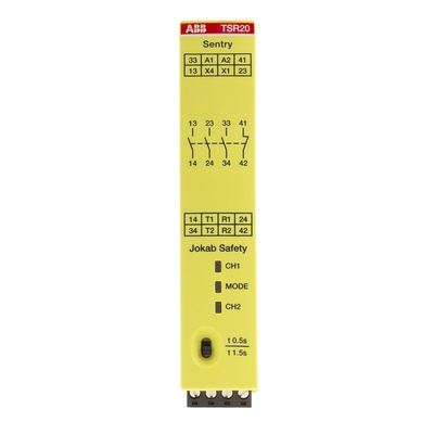 ABB Jokab Dual-Channel Safety Switch Safety Relay, 24V dc, 4 Safety Contacts