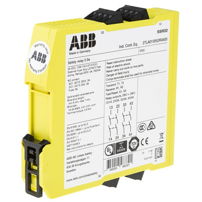 ABB Jokab Dual-Channel Safety Switch Safety Relay, 24V dc, 4 Safety Contacts