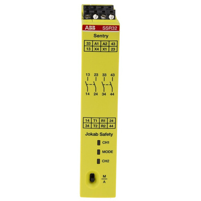 ABB Jokab Dual-Channel Safety Switch Safety Relay, 24V dc, 4 Safety Contacts