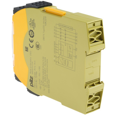 Pilz Dual-Channel Safety Switch Safety Relay, 24V dc, 3 Safety Contacts