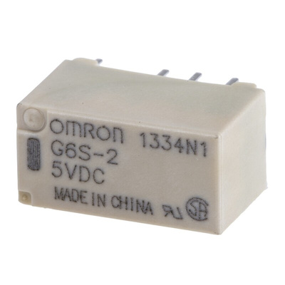 Omron PCB Mount Signal Relay, 5V dc Coil, 2A Switching Current, DPDT
