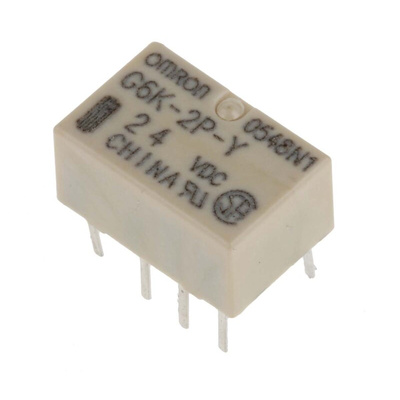 Omron PCB Mount Signal Relay, 24V dc Coil, 1A Switching Current, DPDT