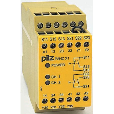 Pilz Dual-Channel Two Hand Control Safety Relay, 115V ac, 3 Safety Contacts