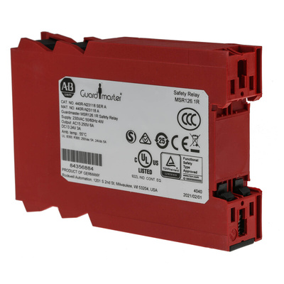 Rockwell Automation Dual-Channel Light Beam/Curtain, Safety Switch/Interlock Safety Relay, 230V ac, 2 Safety Contacts
