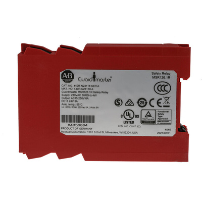 Rockwell Automation Dual-Channel Light Beam/Curtain, Safety Switch/Interlock Safety Relay, 230V ac, 2 Safety Contacts