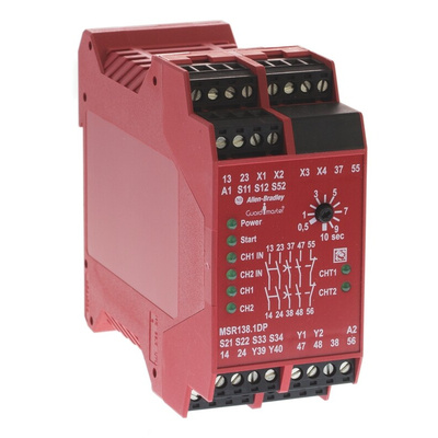 Rockwell Automation Single-Channel Light Beam/Curtain, Safety Switch/Interlock Safety Relay, 115V ac, 2 Safety Contacts