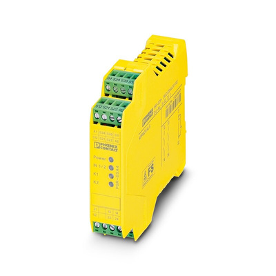 Phoenix Contact Dual-Channel Emergency Stop, Safety Switch/Interlock Safety Relay, 24V ac/dc, 2 Safety Contacts