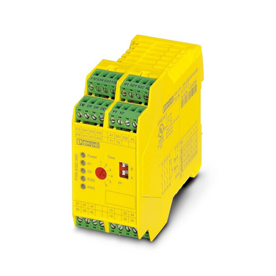 Phoenix Contact Dual-Channel Light Beam/Curtain, Safety Switch/Interlock Safety Relay, 24V dc, 6 Safety Contacts