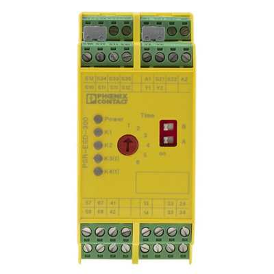 Phoenix Contact Dual-Channel Light Beam/Curtain, Safety Switch/Interlock Safety Relay, 24V dc, 6 Safety Contacts
