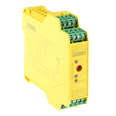 Phoenix Contact Dual-Channel Light Beam/Curtain, Safety Switch/Interlock Safety Relay, 24V dc, 2 Safety Contacts