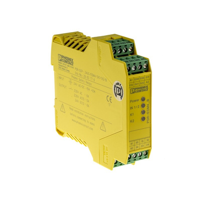 Phoenix Contact Dual-Channel Emergency Stop, Safety Switch/Interlock Safety Relay, 24V ac/dc, 3 Safety Contacts